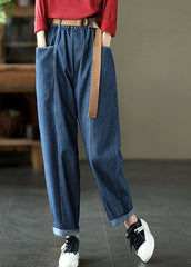 Brief Blue elastic waist Pockets harem Pants Spring GK-LPTS220127