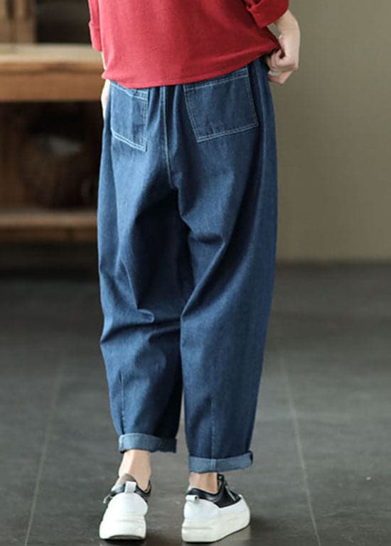 Brief Blue elastic waist Pockets harem Pants Spring GK-LPTS220127