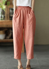 Brief Orange Original Design Pockets Linen Harem Pants Summer GK-CPTS220506