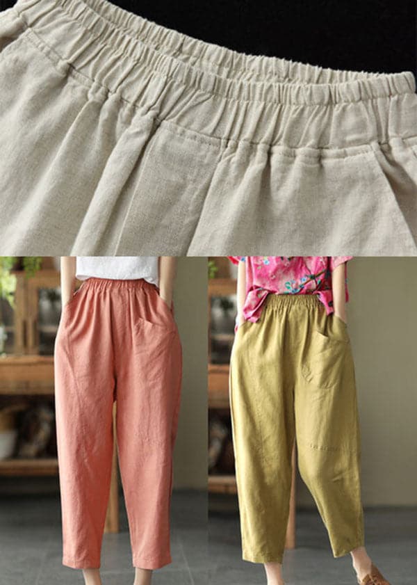 Brief Orange Original Design Pockets Linen Harem Pants Summer GK-CPTS220506