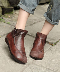 Chocolate Boots Cowhide Leather Ankle boots XZ-PDX210624