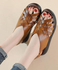 Brown Flat Sandals Buckle Strap Platform Hiking Sandals LX210723