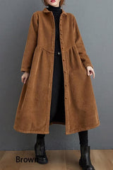 French blackish green corduroy coats Inspiration thick Cinched women coats ( Limited Stock) TCT201119