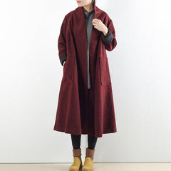 Burgundy woolen coats 2021 winter trench coats plus size cardigans CDG171028