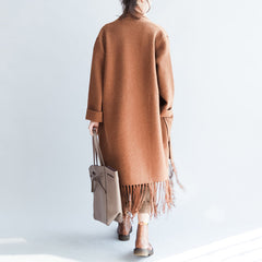 Camel tasseled maxmara cashmere coats long woolen cardigans warm jackets outwear CDG171028