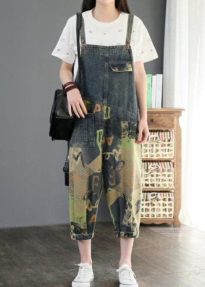 Camouflage printed denim overalls plus size women's casual cropped harem pants JPTS200612