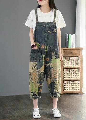 Camouflage printed denim overalls plus size women's casual cropped harem pants JPTS200612