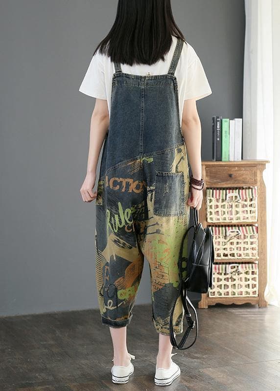 Camouflage printed denim overalls plus size women's casual cropped harem pants JPTS200612