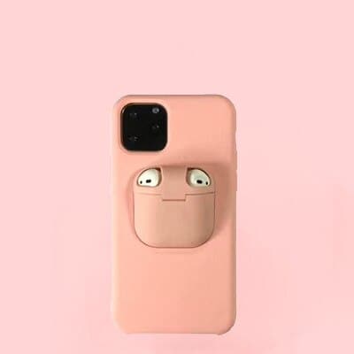 2 In 1 Silicone Phone Case With AirPods Cover dylinoshop