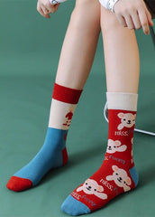 Casual Cartoon flower Cotton Mid Calf Socks dylinoshop