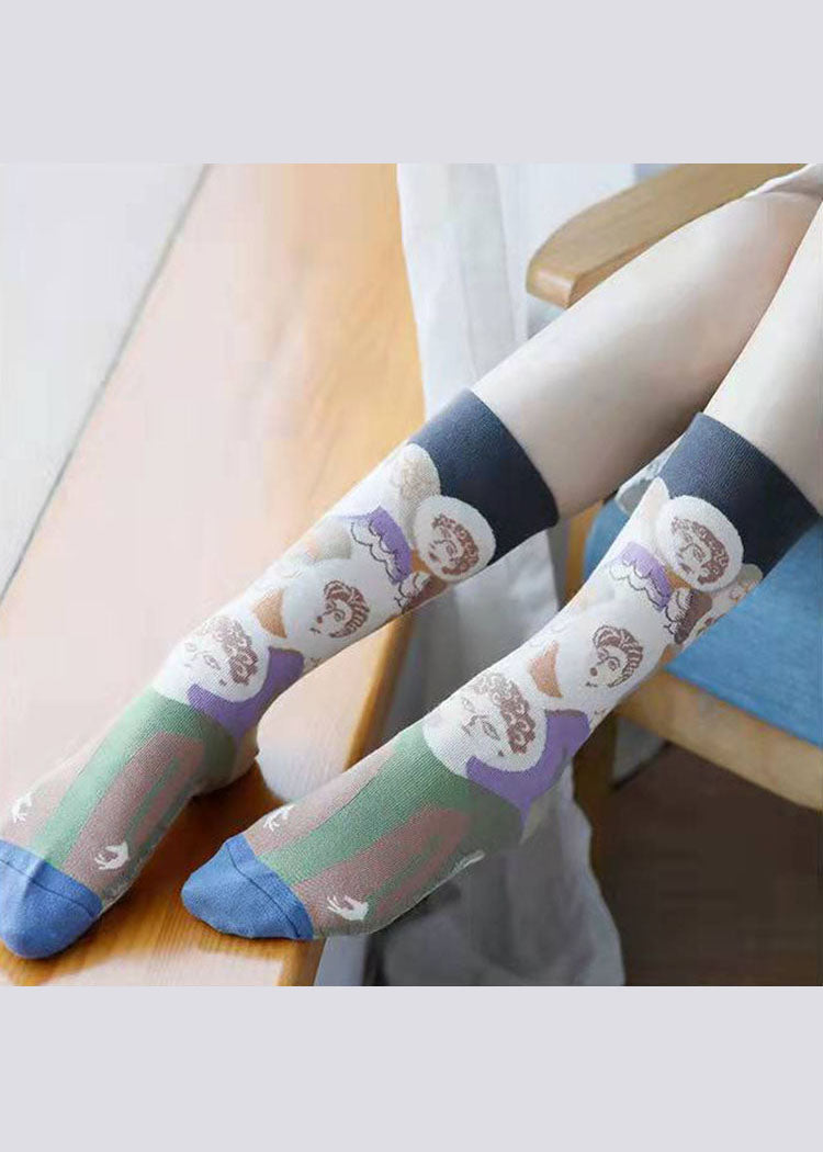 Casual Cartoon pattern Paitings Cotton Crew Socks dylinoshop