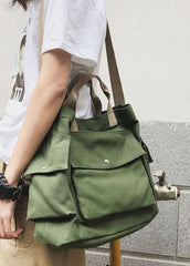 Casual Green Solid Canvas Messenger Bag BGS211231