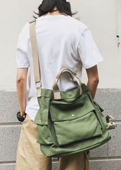 Casual Green Solid Canvas Messenger Bag BGS211231