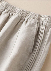 Casual Linen colour Ruffled elastic waist draping Linen Wide Leg Pants Summer GK-LPTS220328