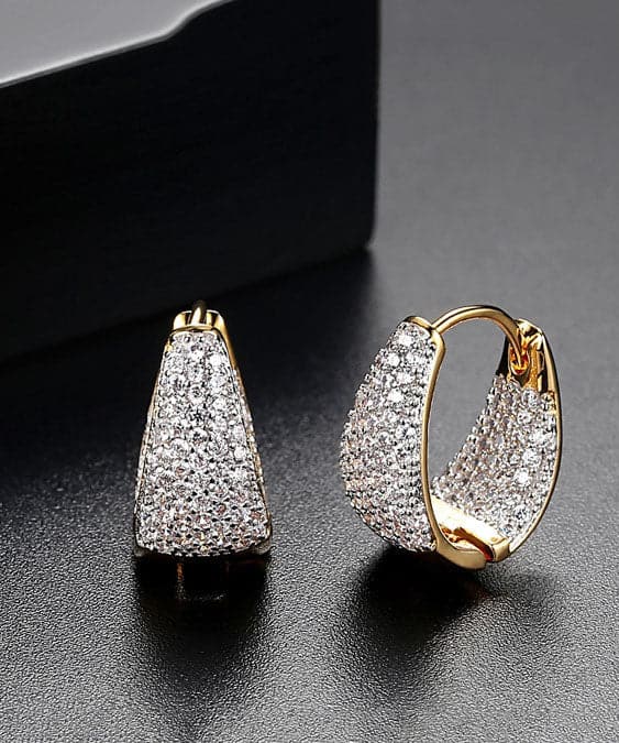 Casual Zircon 14K Gold Beautiful Hoop Earrings dylinoshop