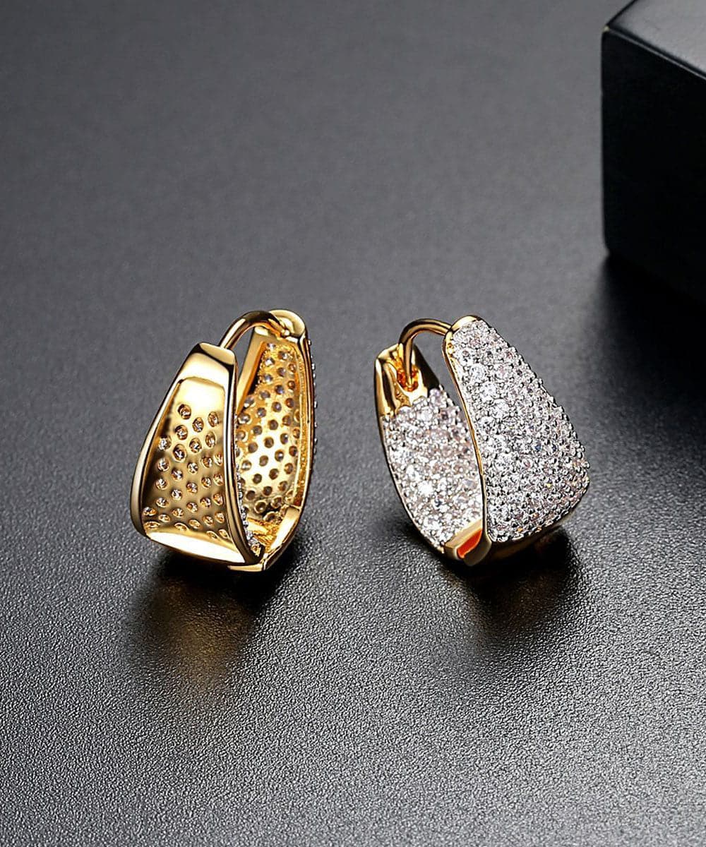 Casual Zircon 14K Gold Beautiful Hoop Earrings dylinoshop