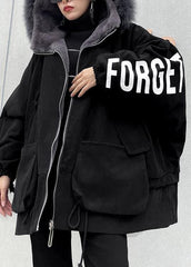 Casual black Letter coats plus size snow jackets faux fur collar pockets coats AT-DJK201217