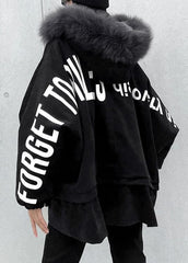 Casual black Letter coats plus size snow jackets faux fur collar pockets coats AT-DJK201217