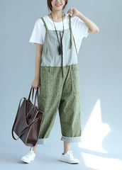 Casual green pockets Patchwork wide leg Jumpsuit Spring dylinoshop