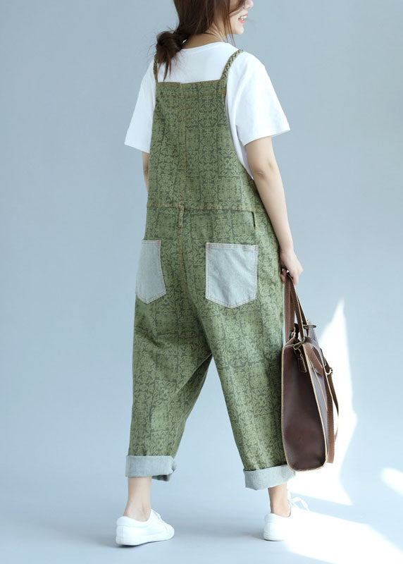 Casual green pockets Patchwork wide leg Jumpsuit Spring dylinoshop