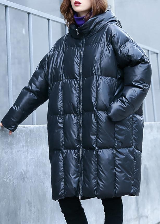 Casual plus size warm winter coat overcoat black hooded zippered Parkas AT-DJK191101