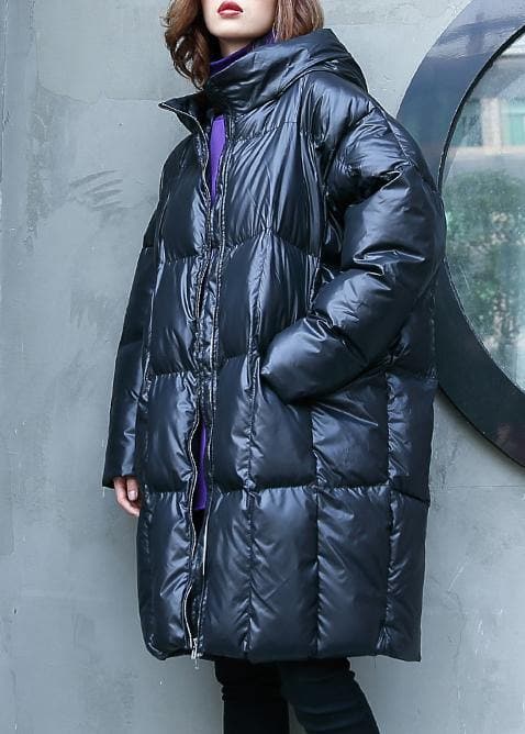 Casual plus size warm winter coat overcoat black hooded zippered Parkas AT-DJK191101