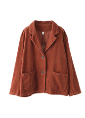 Chic Caramel button pockets V Neck Corduroy coats Spring GK-CTS220208