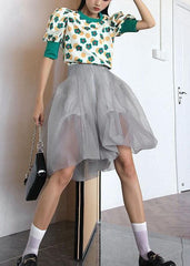 Chic Grey Tulle Summer Patchwork Skirt Pant CDM-SKTS310623