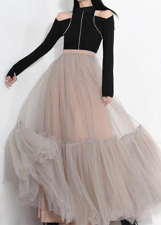 Chic Grey tulle Patchwork A Line Summer Skirts CDM-SKTS210408