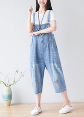 Chic Light blue Hole Pockets cowboy Jumpsuits Spring dylinoshop