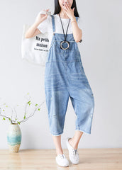 Chic Light blue Hole Pockets cowboy Jumpsuits Spring dylinoshop