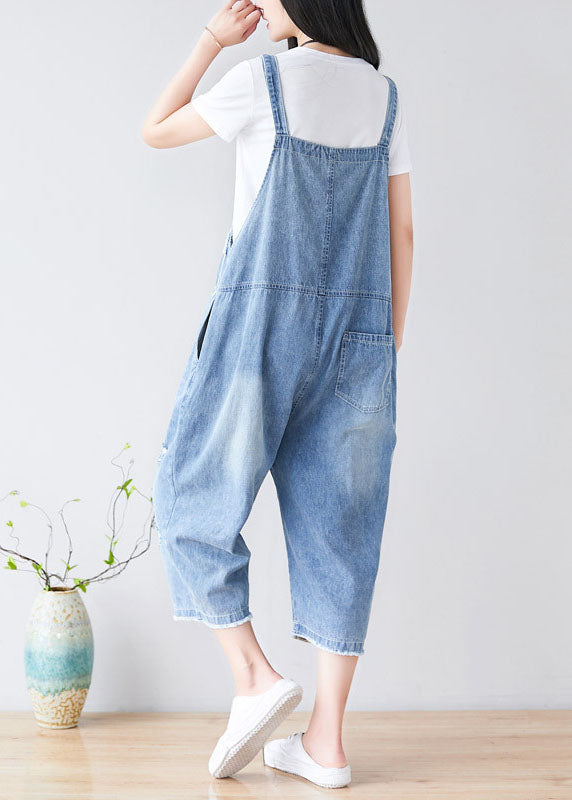 Chic Light blue Hole Pockets cowboy Jumpsuits Spring dylinoshop