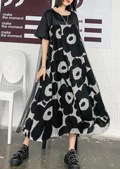 Chic black print quilting clothes o neck patchwork Maxi Dress AT-SDL200812