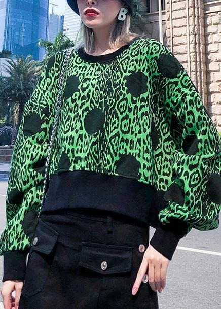 Chic green prints cotton clothes long sleeve o neck shirts AT-LTP191023