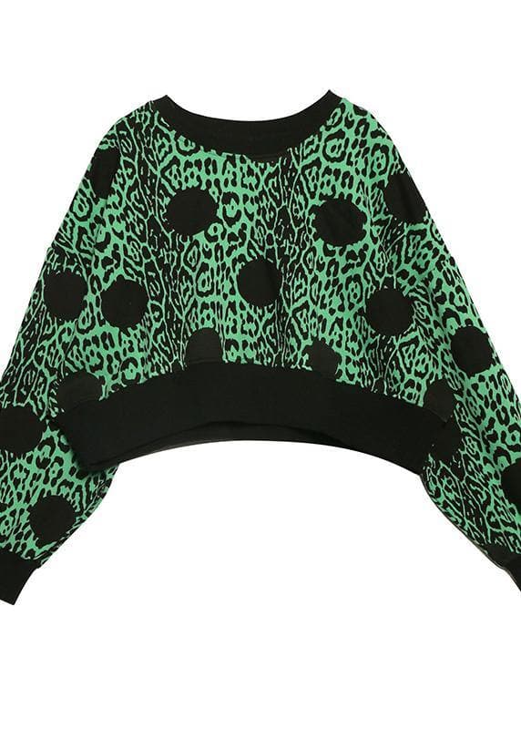 Chic green prints cotton clothes long sleeve o neck shirts AT-LTP191023