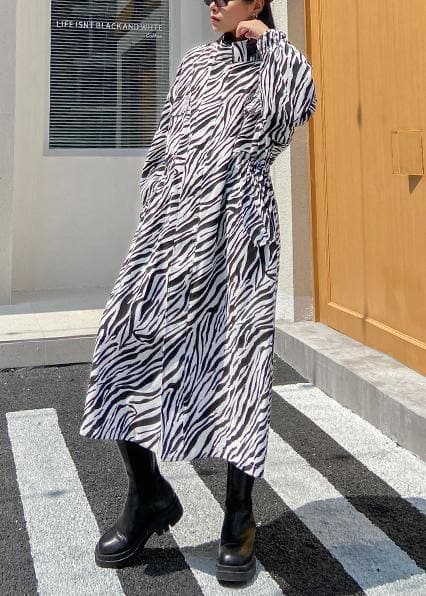 Chic white striped Fine clothes For Women Outfits stand collar pockets outwear AT-TCT201014