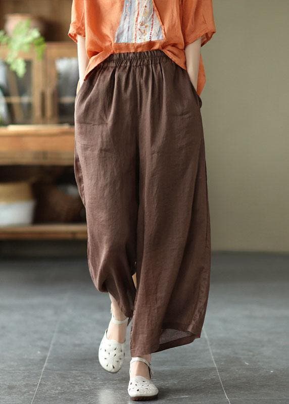 Chocolate Casual Summer Ramie Wide Leg Pants GK-LPTS210720