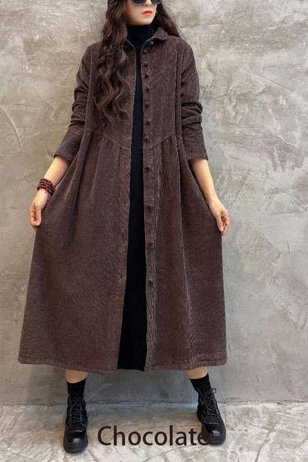 French blackish green corduroy coats Inspiration thick Cinched women coats ( Limited Stock) TCT201119