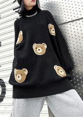 Chunky black Bear design knit tops o neck silhouette knit top AT-NTP201217