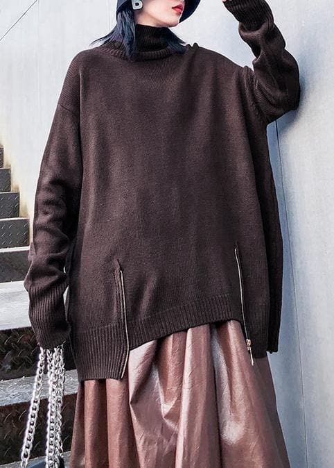 Chunky chocolate crane tops casual high neck Batwing Sleeve knitwear AT-NTP191113