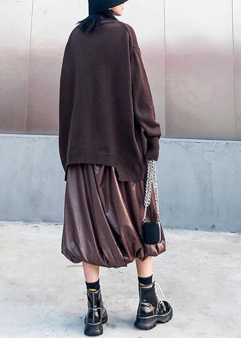 Chunky chocolate crane tops casual high neck Batwing Sleeve knitwear AT-NTP191113