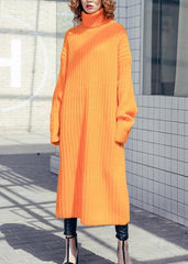 Chunky orange Sweater weather Beautiful high neck Tejidos fall knitwear AT-NSD191023