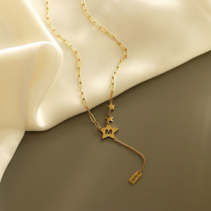 Classic Star M Letter Stainless Steel Necklaces Charm Jewelry NCJSO33 Touchy Style