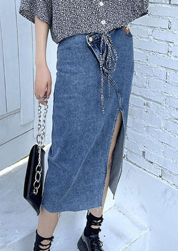 Classy Blue Summer asymmetrical design Skirts Denim Casual AT-SKTS210609