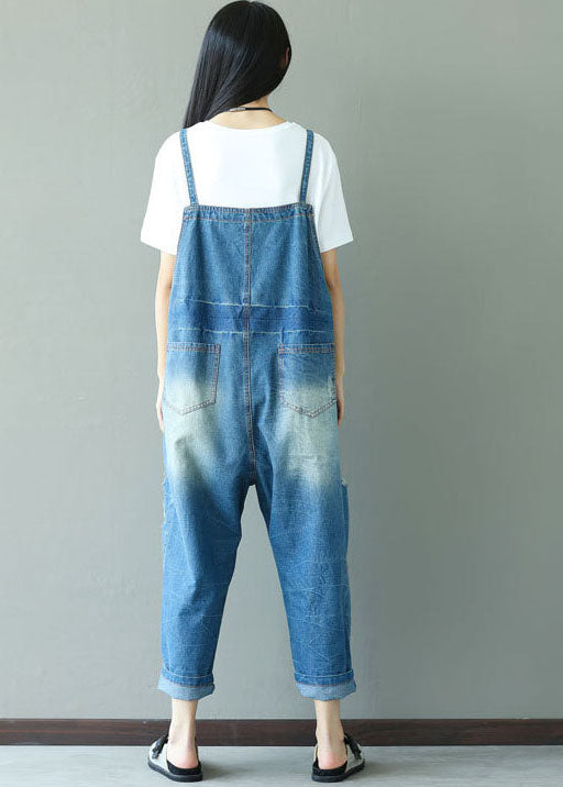 Classy Blue print hole cowboy Jumpsuits Spring dylinoshop