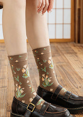 Classy Fashion pattern Jacquard Cotton Crew Socks dylinoshop