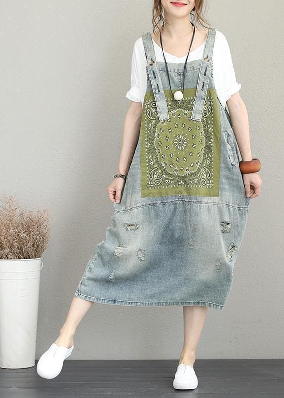 Classy Hole Spaghetti Strap Cotton tunic pattern Catwalk denim Dress SDL200613