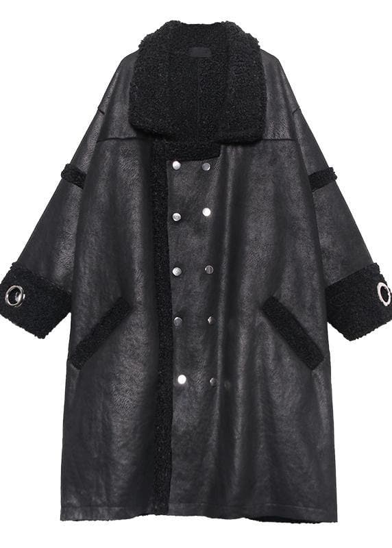 Classy Square Collar double breast Fine Long coats black Art women coats AT-TCT201105