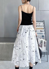 Classy White Print Elastic Waist A Line Skirts Chiffon Summer AT-SKTS210609