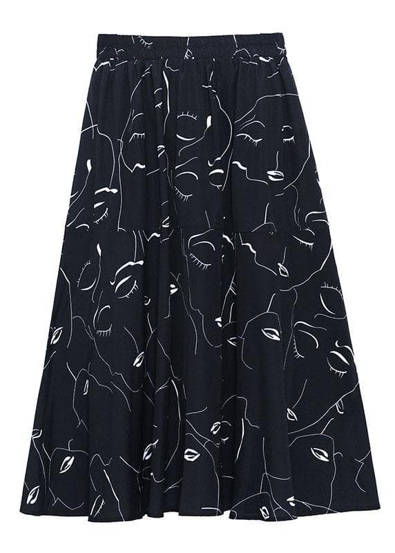 Classy White Print Elastic Waist A Line Skirts Chiffon Summer AT-SKTS210609